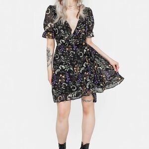 Disturbia Black and Purple Floral Mini Dress